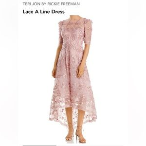 Teri Jon By Rickie Freeman Embroidered Lace Midi Dress